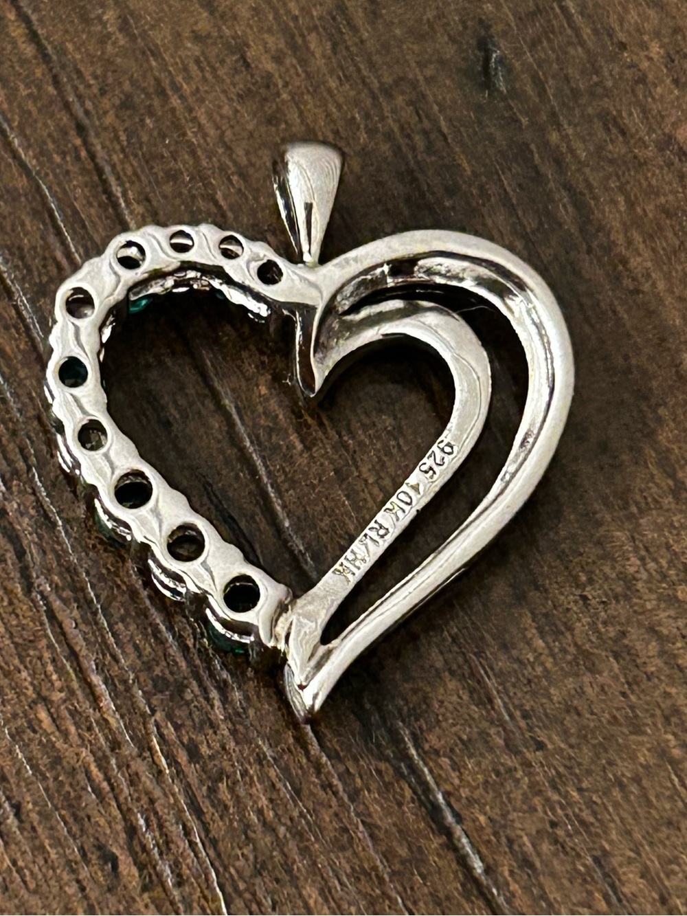 RL 925 Sterling Silver & 10K Yellow Gold Emerald Open Heart Pendant Richline - Picture 4 of 6